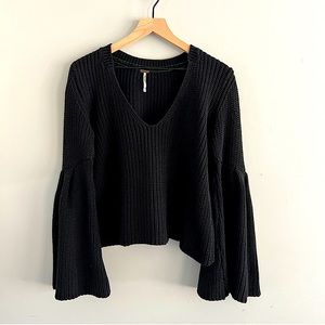 Free People Sweater with Flare Sleeves Black Medium